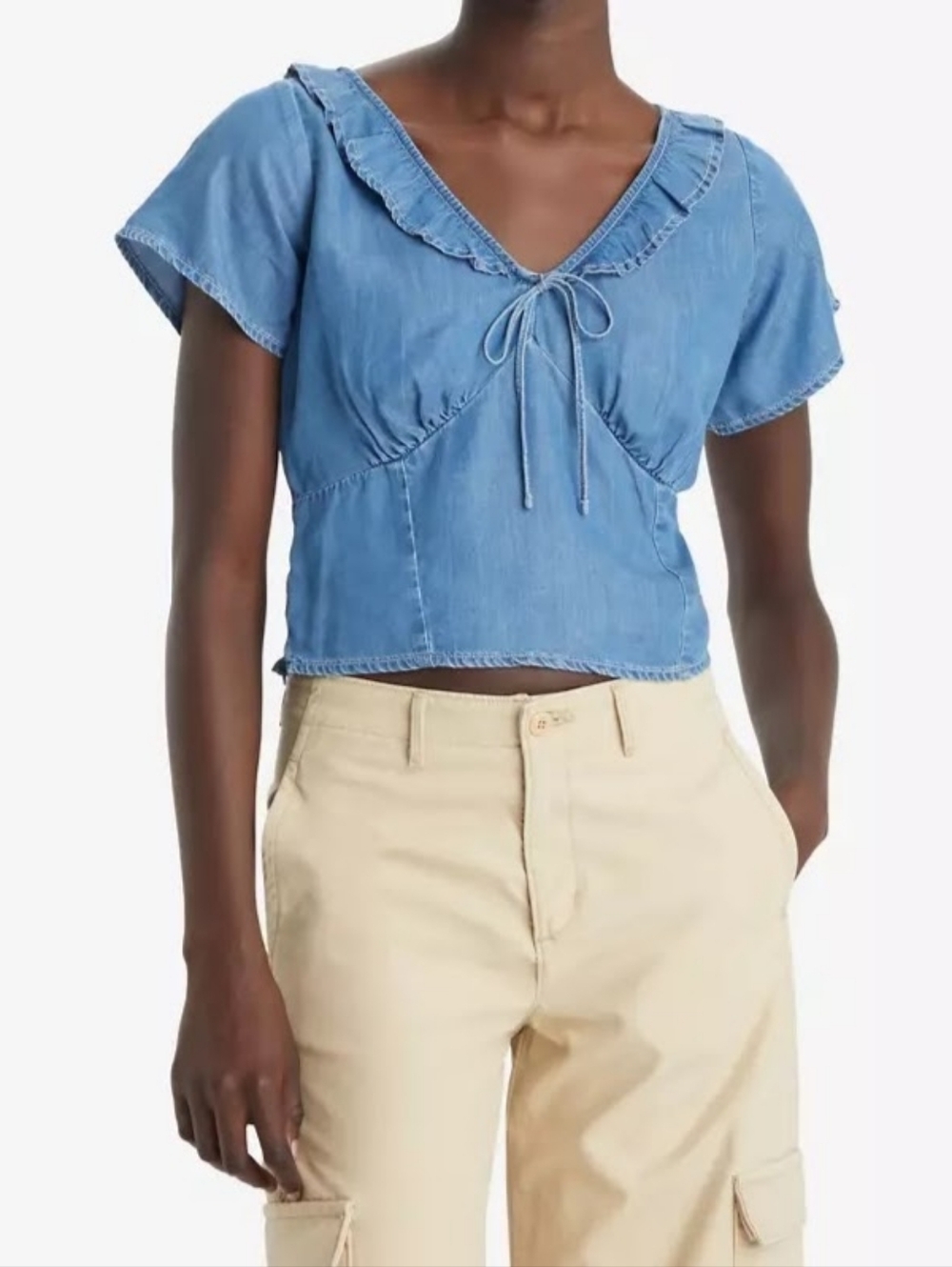 Levis Ruffled Colar Top Size L - Picture 7 of 10